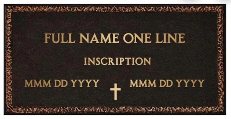 An example of a veteran's plaque