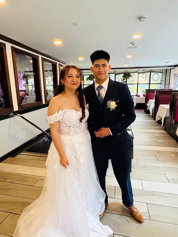 Juan Esteban Rosas Jimenez, shown in a 2025 photo from his wedding, was stopped by Port Chester police for vehicle violations and turned over to immigration agents on Nov. 30. He was detained for nearly four months before being deported back to Peru.