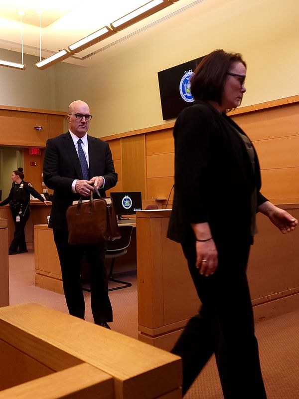 Selina Nelson-Reilly and her attorney Andrew Jason Proto in Orange County Court on April 10, 2026, after a guilty plea.
