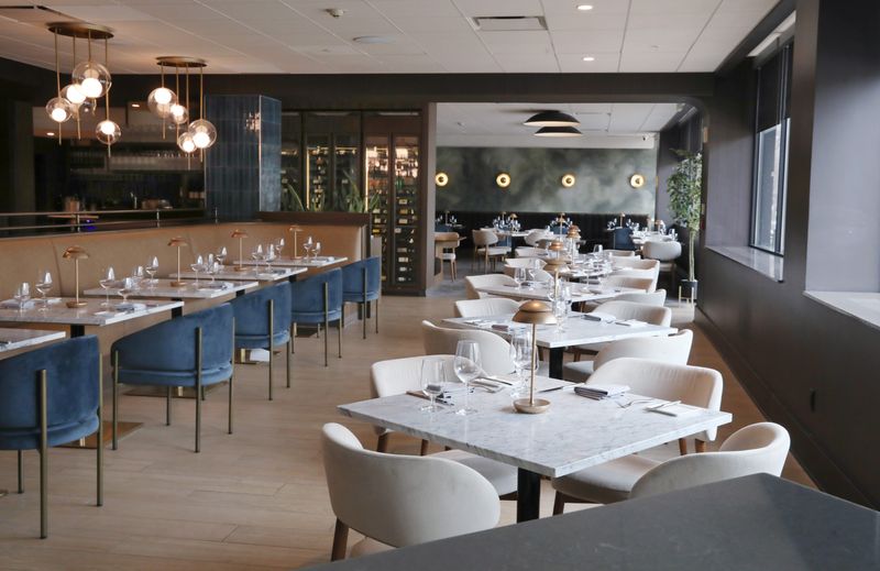 Table and booth seating at Char Steak & Lounge, located in the Strathallan Hotel & Spa on East Avenue in Rochester Thursday, April 9, 2026.