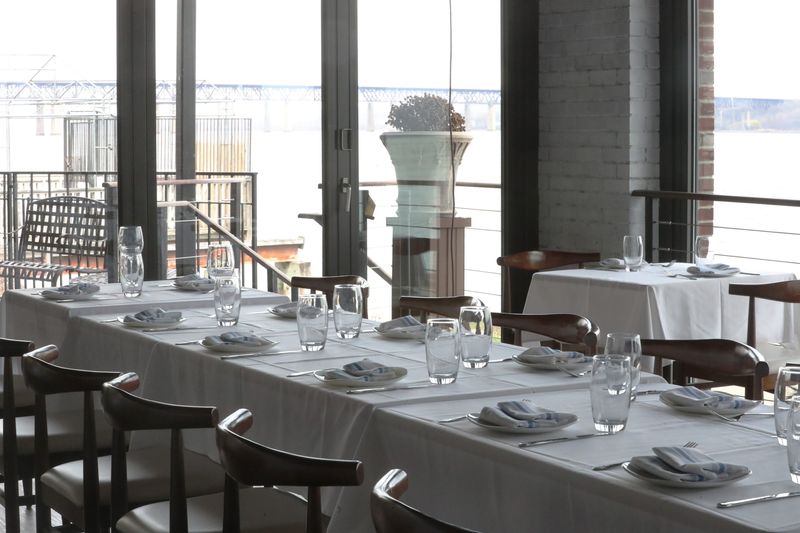 Inside the terrace dining room at Blu Pointe restaurant in Newburgh on April 13, 2026.