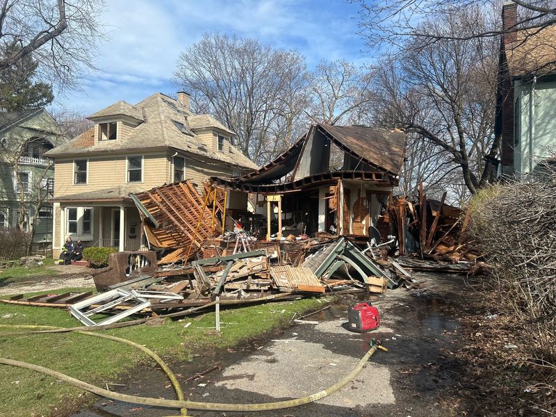 An explosion heavily damaged a Lake Avenue house in Rochester on April 14, 2026.