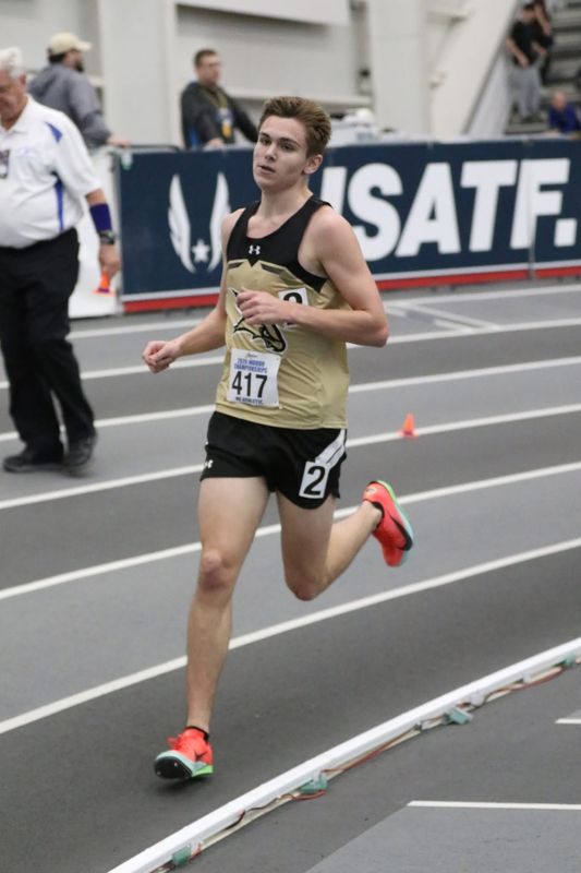 Corning's Bryce Hammond placed 12th in the boys 3,200-meter run at the NYSPHSAA indoor track & field championships in March of 2026 at the Ocean Breeze Athletic Complex in Staten Island.