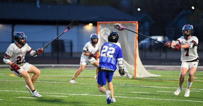 Horseheads' Brogan Sullivan (22) takes a shot during an 8-7, four-overtime win over Elmira in boys lacrosse April 17, 2026 at Elmira High School's Thomas J. Hurley Athletic Complex.