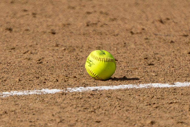 STOCK a softball sits on the field during the WPIAL 5A Section III game between West Allegheny and Chartiers Valley, Monday, April 20, 2026 at Webb Park in Collier Twp., Pa.
