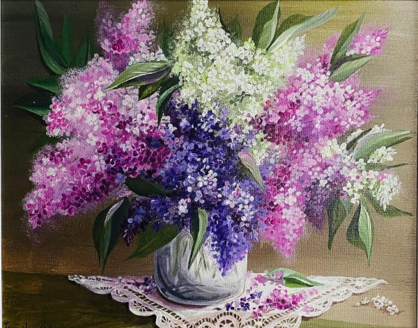 "Bouquet of Lilacs" by Izabella Khaitin will be included in the Irondequoit Art Club's 2026 Spring Show.