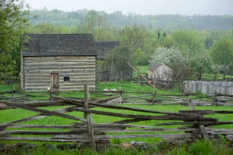 A Genesee Country Village and Museum cabin is shown in 2026.