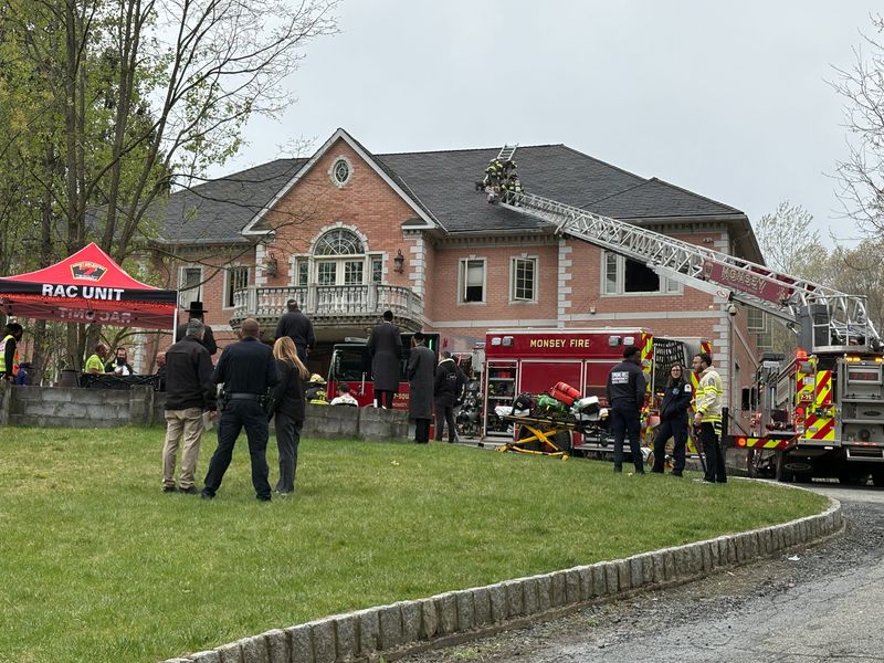 First responders on scene at a fire Wednesday, April 22, 2026, on Remsen Avenue in Monsey, NY.