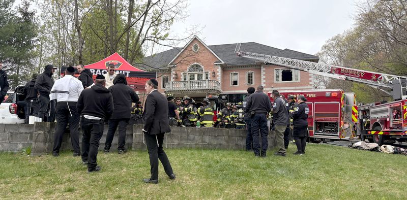 Firefighters from Monsey and several other departments battle a smoky fire at a large house on Remsen Ave. in Monsey April 22, 2026.