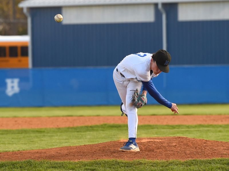 Horseheads' Mason Markle pitched a complete game as the Blue Raiders defeated Corning, 5-3, in a STAC baseball contest April 22, 2026 at Horseheads High School.
