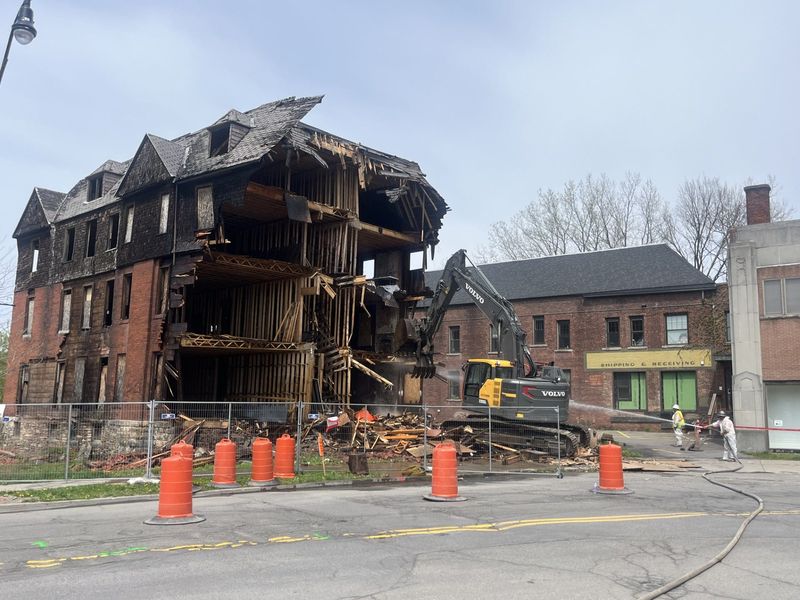The abandoned four-story building at 263 Washington St. in Binghamton has been torn down by the city.
