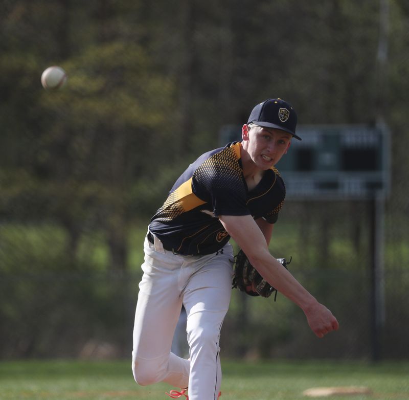 Lourdes’ Roy Underwood pitches during their game versus Red Hook on April 20, 2026.