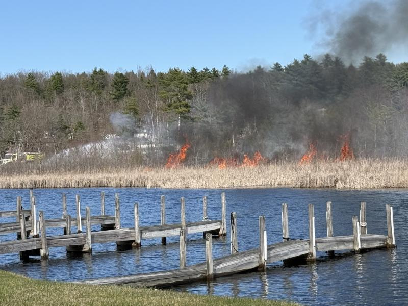 A fire in Dunham Bay Marsh in Queensbury, Warren County.