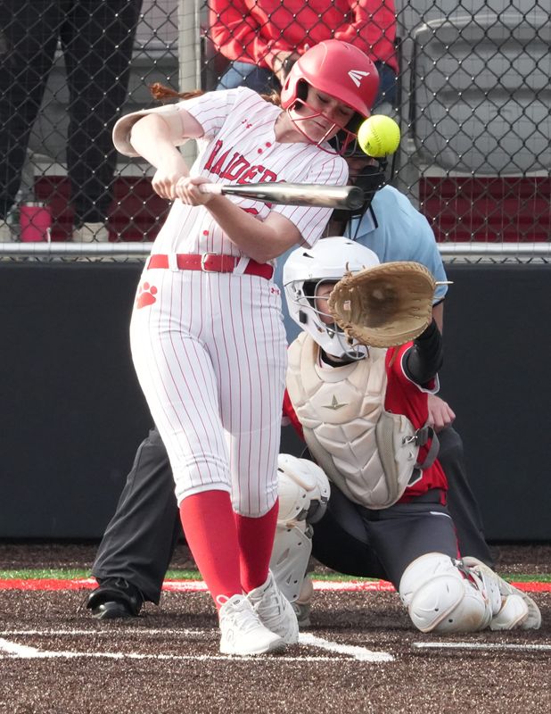 North Rockland's Kerry Finnerty connects against Tappan Zee during their game at North Rockland April 29, 2026. North Rockland won 3-2.