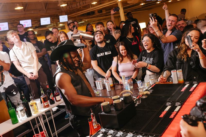 Brandon Pinkins competes in The Bar Room Battle Royale in the 2025 Rochester Cocktail Revival.