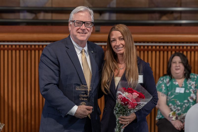 Senator Tom O'Mara and Heather Perkins at Tuesday's awards ceremony in Albany, where Perkins received the New York State Senate 2026 “Woman of Distinction” award.