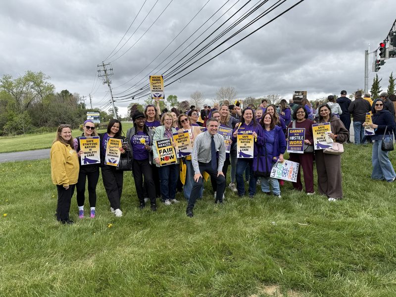 New York State Senator James Skoufis attended an informational picket with Garnet Health nurses on April 30, 2026.