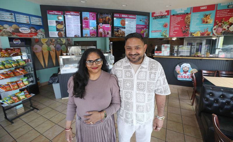Vandana and Harbrett ‘Harry’ Singh inside their newly opened Harry Food and Ice Cream in Perinton.