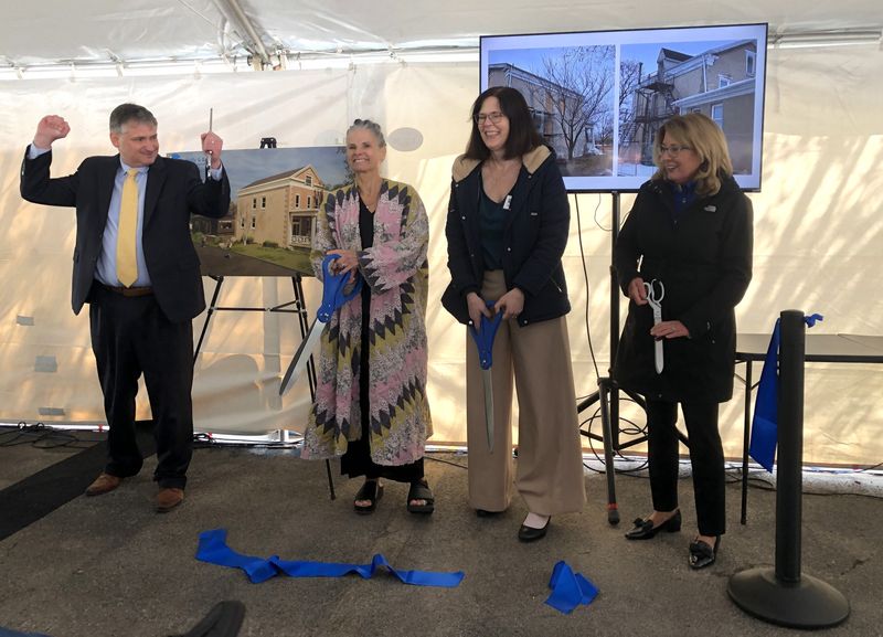 It's now official. The ribbon is cut May 8 on the Shill Family Center, a partnership between the Molly and Ed Shill Cares Foundation and Family Promise of Ontario County to provide help to families experiencing homelessness. Todd Bernhardt, executive director of Family Promise of Ontario County; Molly Shill, Teresa Pare, president of the Family Promise board of directors; and state Sen. Pam Helming are pictured.