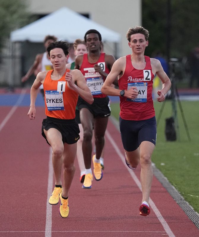 Horace Greeley's Ryan Sykes competes in the 3,200-meter run at the 2026 Glenn D. Loucks Games track & field meet at White Plains High School on Friday, May 8, 2026.