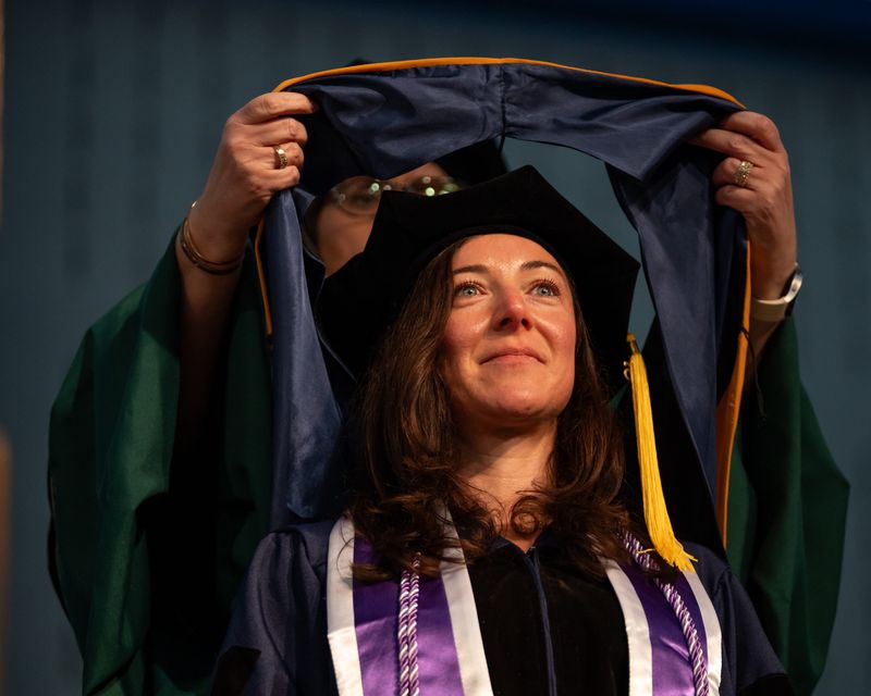 Students walk across the stage and receive their diplomas during the 51st SUNY Polytechnic Institute Commencement Ceremony in Utica, NY on Saturday, May 9, 2026.
