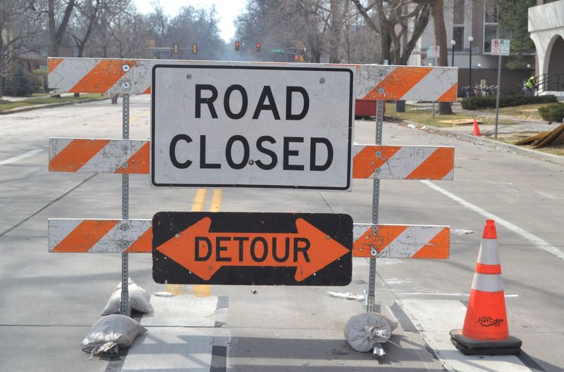 Shown is a road-closed sign. Work will close off a section of Route 9W through a stretch of Orangetown, New York for much of the day on June 9 and 10.