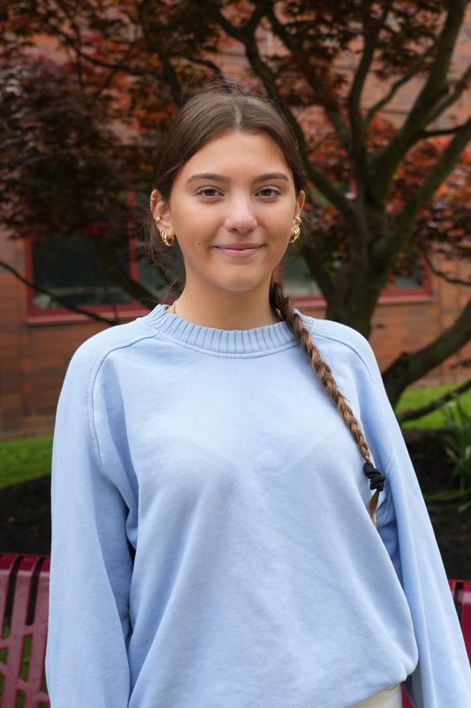 Erza Maslinka, 15, a sophomore at Nyack High School, participated in the lohud essay contest on students' vision for the country over the next 50 years if they were to become national leaders. She is photographed at the high school May 13, 2026 in Upper Nyack.
