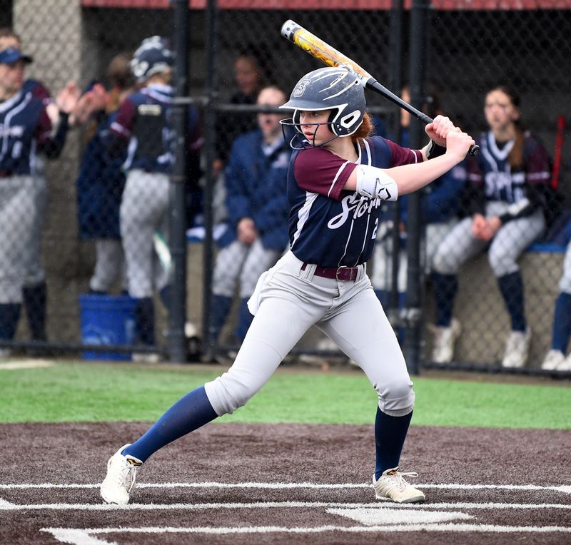 Watkins Glen/Odessa-Montour's Paige Ells at the plate during a 7-6 win over Lansing in the IAC Large School softball championship game May 14, 2026 at Watkins Glen High School.
