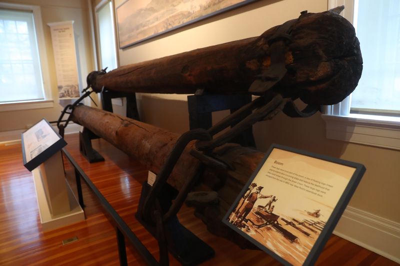 Booms from the Great Chain on display inside the museum at Washington's Headquarters State Historic Site in Newburgh on November 14, 2025.