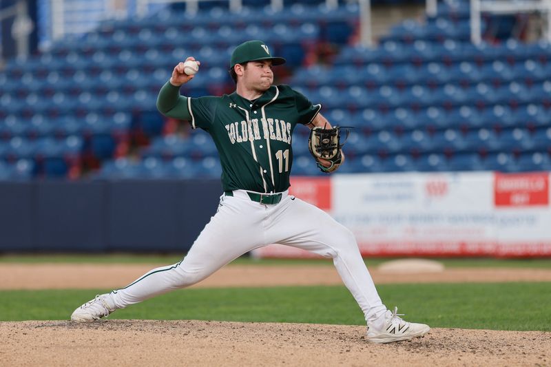 Vestal's Ben Cucci pitches during a 12-9 loss to Oneonta in the STAC baseball championship game May 16, 2026 at Mirabito Stadium in Binghamton.