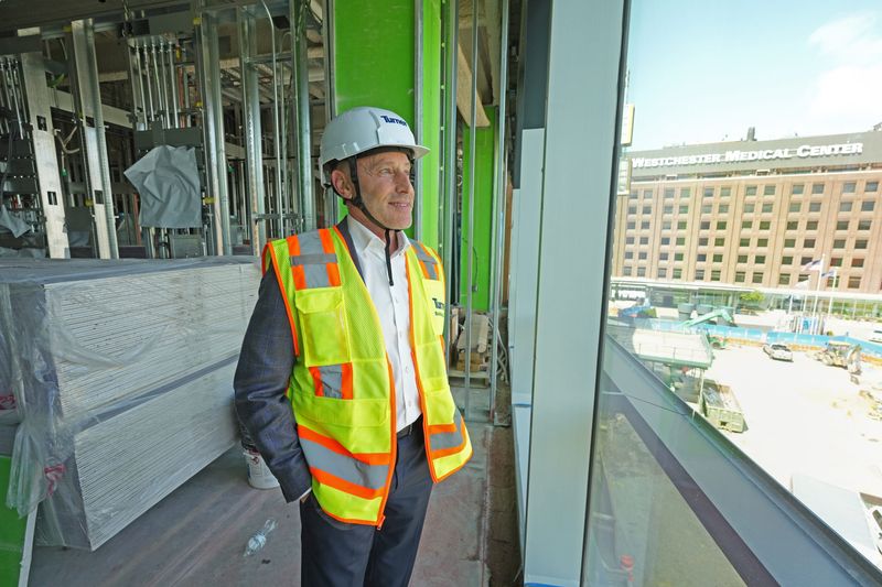 Dr. David Lubarsky, president and CEO of WMCHealth, gives a tour of the new Brenda Fareri Pavilion critical care tower being constructed at Westchester Medical Center May 15, 2026 in Valhalla. The five-story addition will house 128 private, state-of-the-art patient rooms for intensive care.