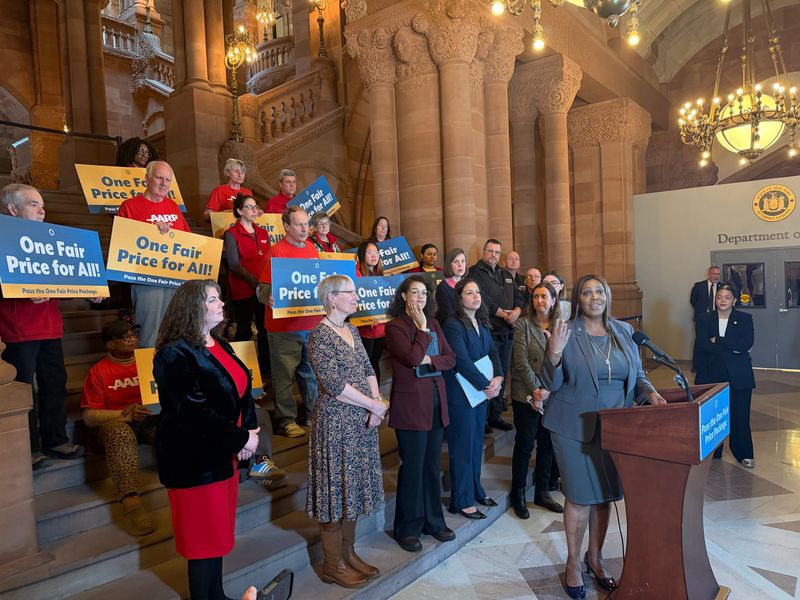 New York Attorney General Letitia James pushed her One Fair Price package of legislation inside the New York State Capitol on March 16, 2026.