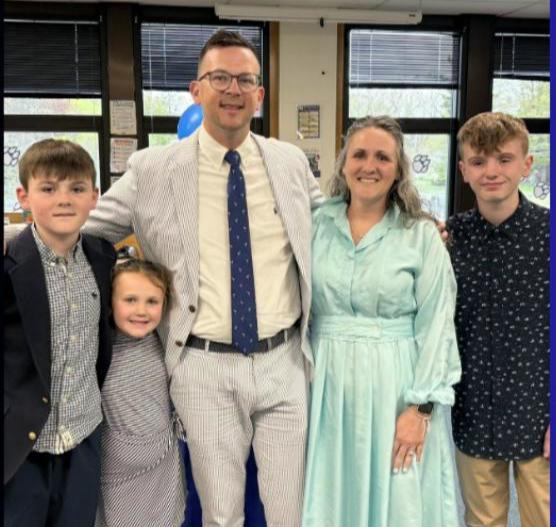 Newly appointed Hinsdale Central School Superintendent Scott Carroll with his wife Maureen and their three children.