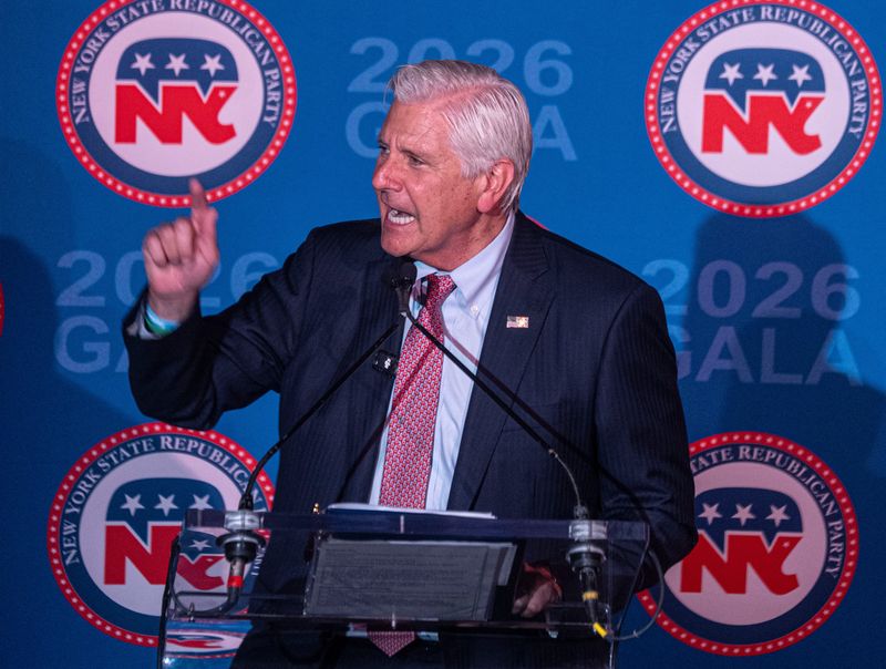 Bruce Blakeman, the Nassau County Executive and Republican candidate for governor speaks during the New York Republican State Committee Annual Gala at the Plaza Hotel in Manhattan May 19, 2026.
