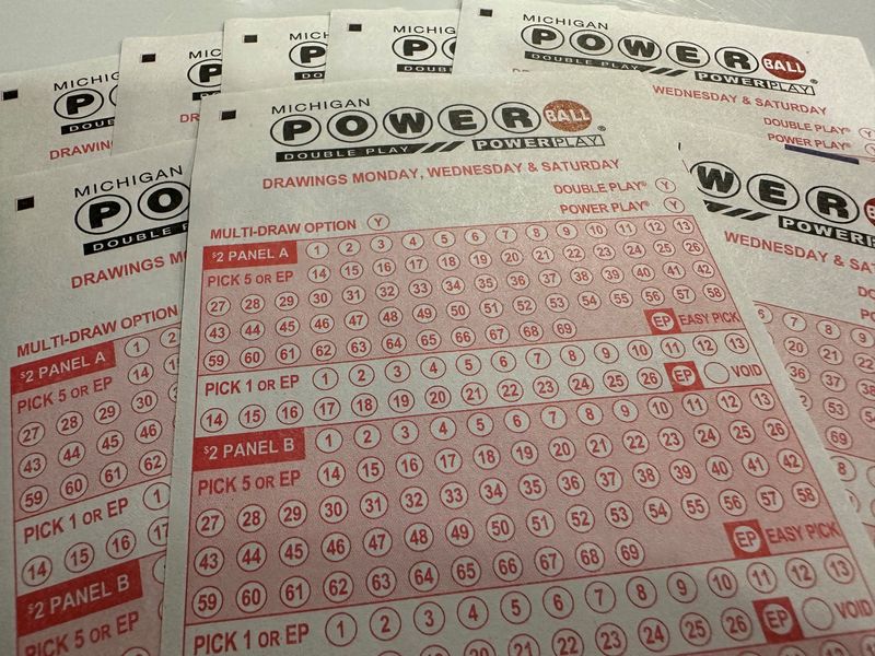 Powerball bet slips on May 20, 2026.