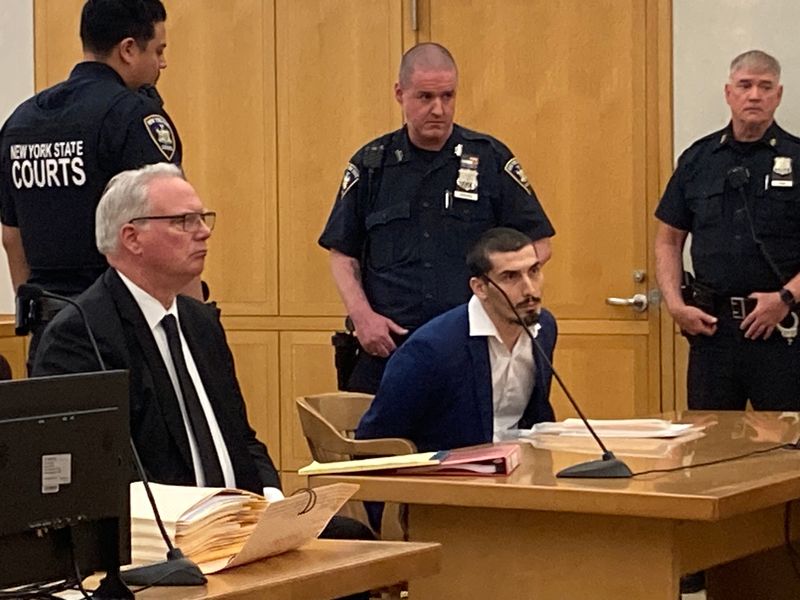Brandon Scerri, right, at his sentencing May 21, 2026, in Westchester County Court for a Hastings-on-Hudson home invasion robbery.