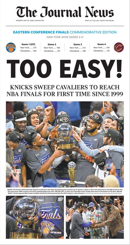 After the New York Knicks captured their first Eastern Conference championship since 1999, The News Journal crafted a commemorative page print.