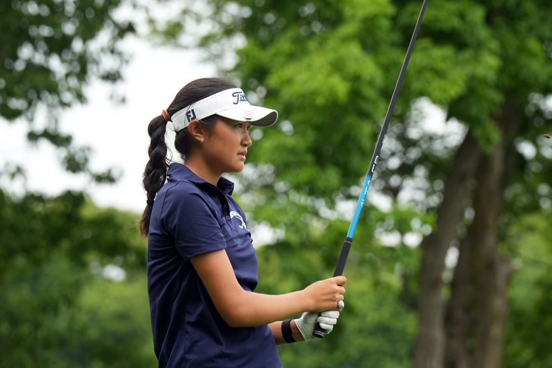 Nina Choe of The Ursuline School competes in the final round of the Section 1 girls golf championship at Whipporwill Club in Armonk May 27, 2026.