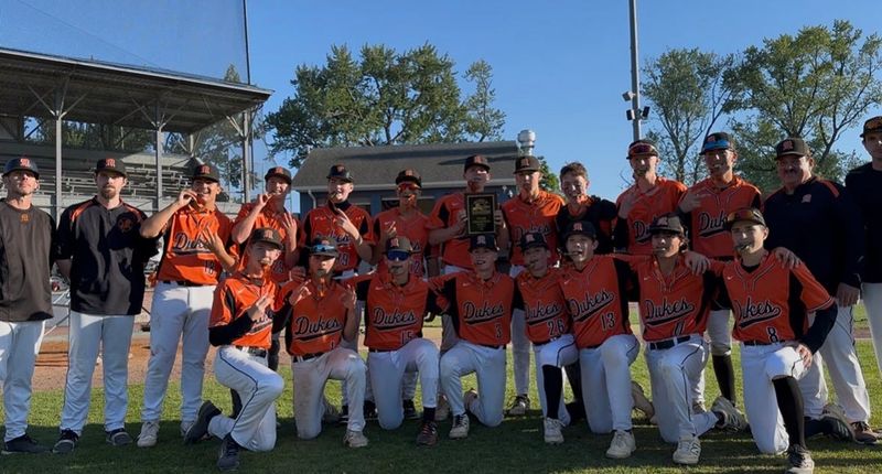 The Marlboro baseball team poses for a photo after winning the Section 9 Class A baseball championship at Cantine Field in Saugerties on May 30