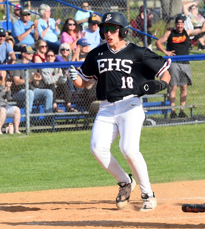 Elmira's Frankie D'Angelo scores a run during a 9-7 loss to Syracuse CBA in a NYSPHSAA Class AAA baseball subregional June 2, 2026 at Horseheads High School.