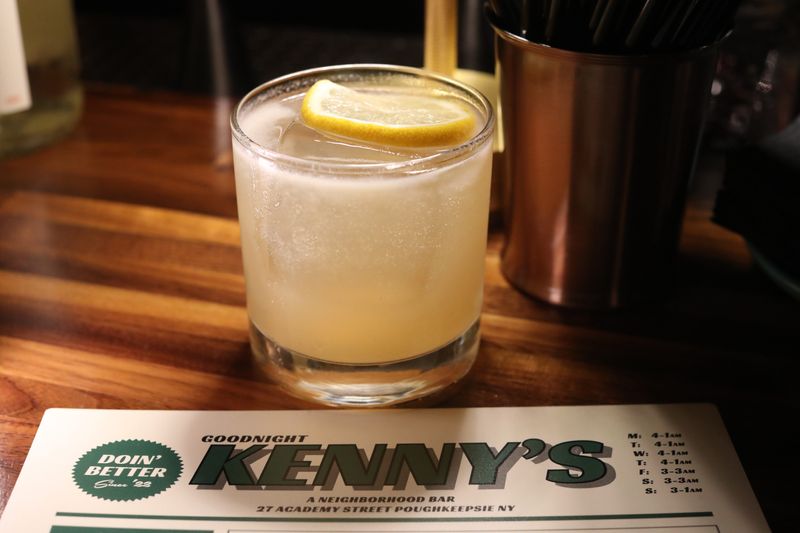 The “Good Enough For Eleanor” at Goodnight Kenny Bar in the City of Poughkeepsie on June 1, 2026. This cocktail is made with vodka, lemon, honey, grapefruit cordial, lillet blanc, and topped with sparkling wine.