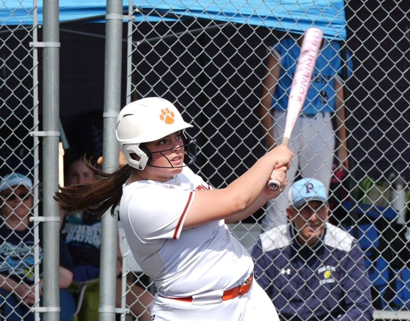 Tuckahoe's Cayleigh Handel hits solo home run against Pine Plains softball in the Class C game on June 4, 2026.