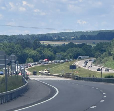 Traffic was backed up on the southbound lanes of Interstate 81 on June 13, 2026 following a deadly motorcycle crash.