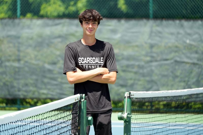 Scarsdale senior Jack Reis, the Boys Tennis Player of the Year, is photographed at Scarsdale High School June 15, 2026.