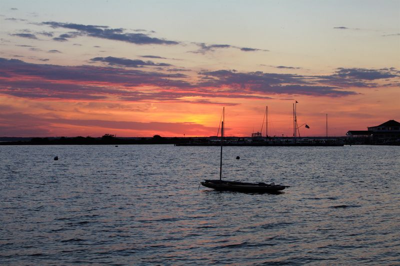 Late evening light lingers over a New Jersey waterfront in Seaside Park around the summer solstice.
