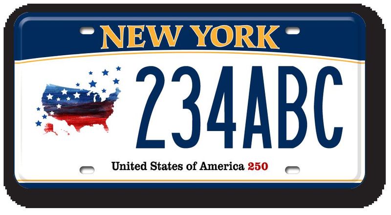 The New York State Department of Motor Vehicles released a new specialty license plate design to honor the 250th anniversary of the Declaration of Independence.