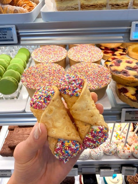 DeCicco & Sons has been selling a dot cannoli. Dot cakes and other goodies -- also called sprinkle cakes -- have been something of a trend on social media.