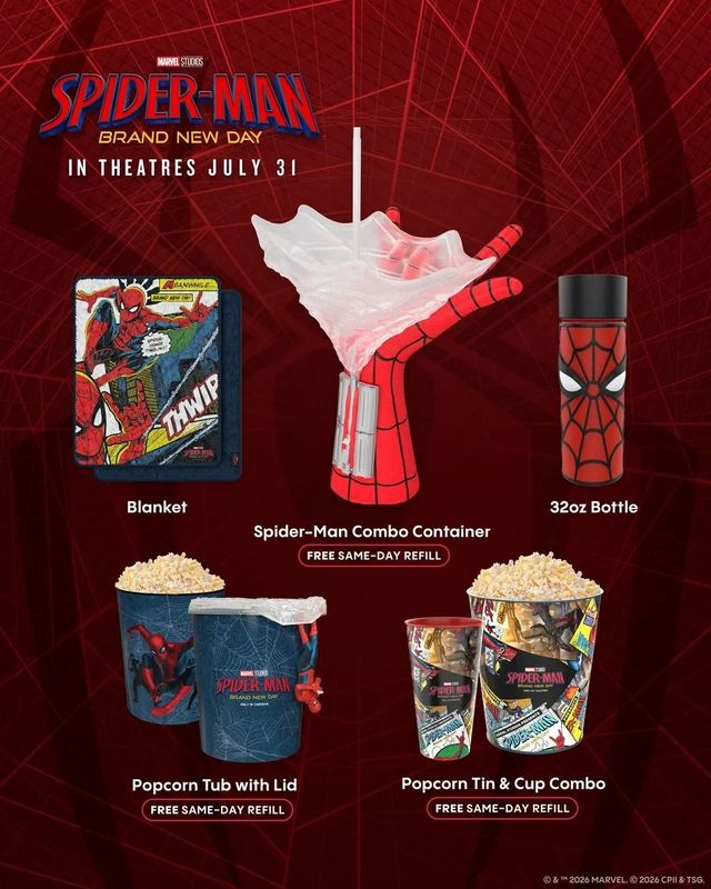 Cinemark’s Spider‑Man popcorn bucket design has drawn attention online for its unusual web‑shooter‑style shape, setting it apart from other theater chains’ offerings.