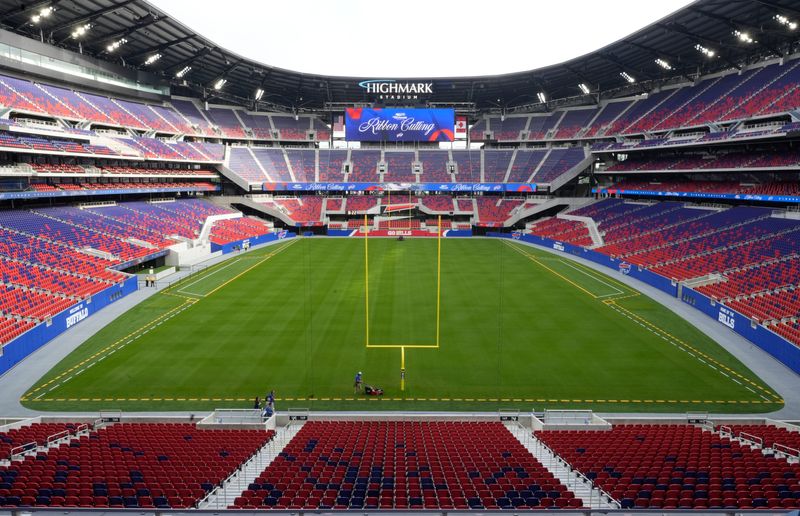 A view of the stadium from the top of the 200 level seats during a media tour of the new Highmark Stadium, home of the Buffalo Bills, Tuesday, June 23, 2026 in Orchard Park.