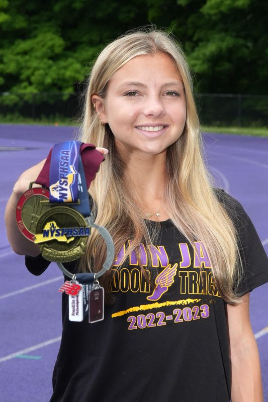 Senior Sloan Wasserman, Westchester/Putnam Girls Outdoor Track and Field Athlete of the Year, is photographed at John Jay High School in Cross River June 23, 2026.